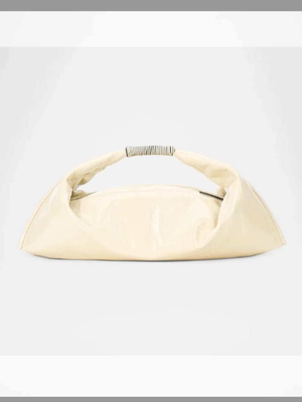 STAUD NWT Ronnie Mini Crinkled Leather Top-Handle Bag (ORIG. $355) (COLOR-CREAM)